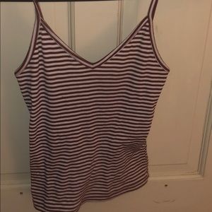 Red and white striped fitted tank top